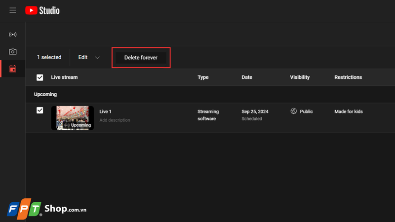 Cách xóa video phát trực tiếp trên YouTube 2