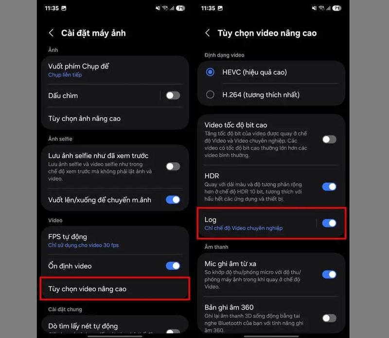 Cách quay video LOG trên điện thoại Samsung 4