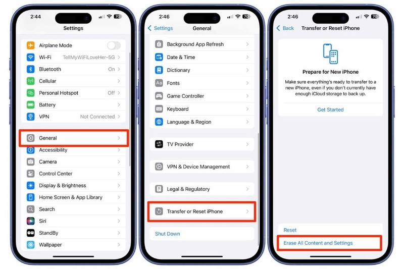 Cách reset iPhone 15 cũ bằng Cài đặt
