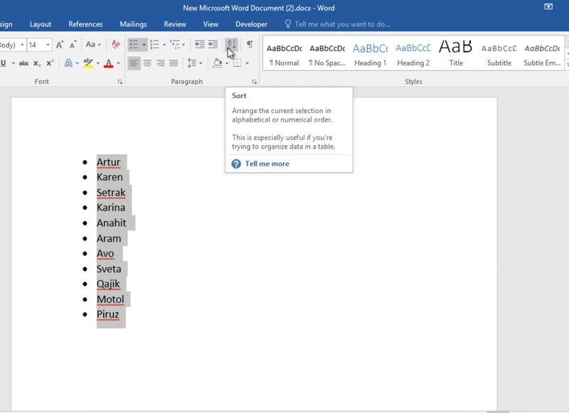 cách sắp xếp tên theo thứ tự chữ cái trong Word - Hình 4