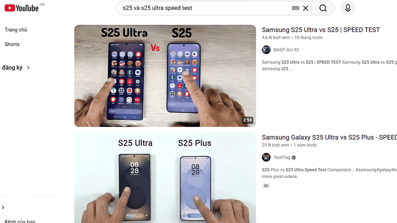 Tìm kiếm các video speed test