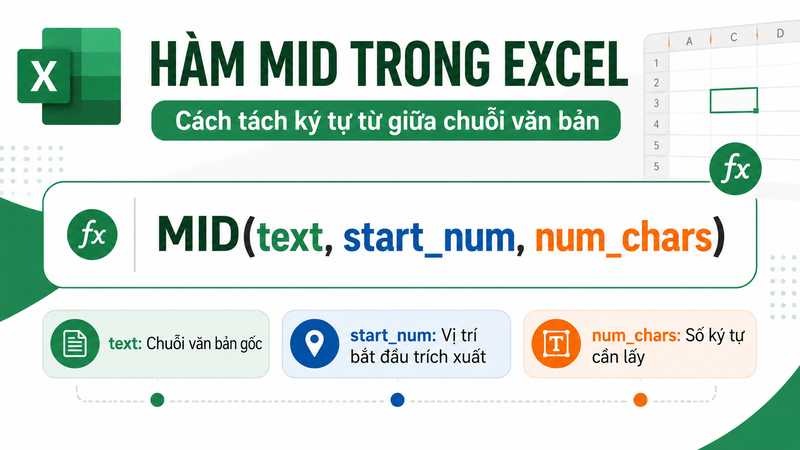 Cú pháp hàm MID trong Excel là gì?