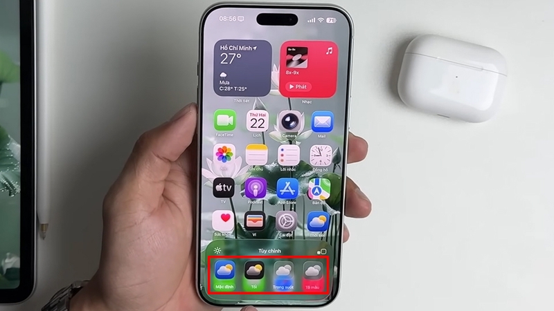 Nhấn tùy chọn giao diện được iPhone 17 Pro Max hỗ trợ