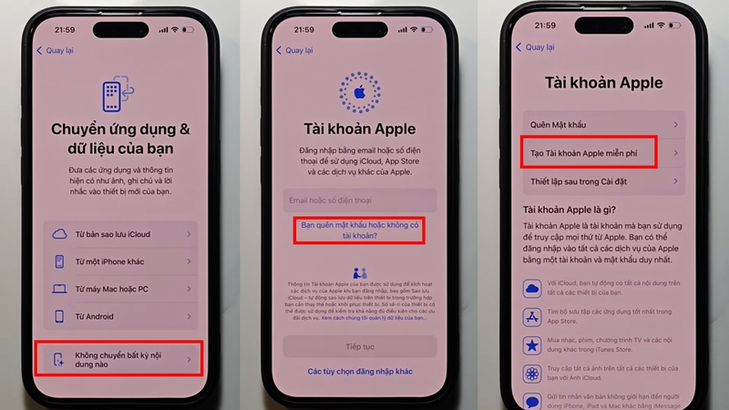 Tạo tài khoản Apple