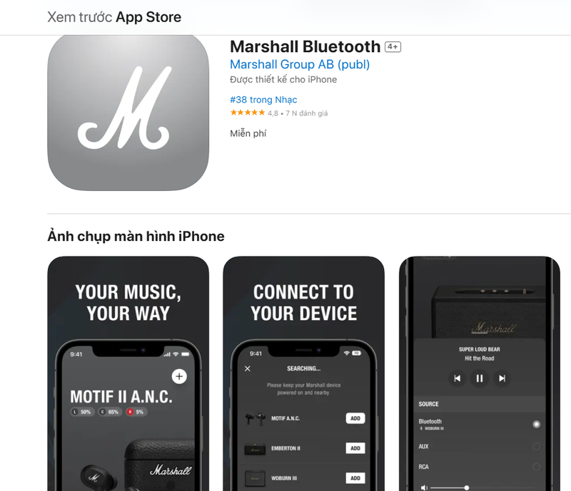 cach ket noi loa marshall voi app