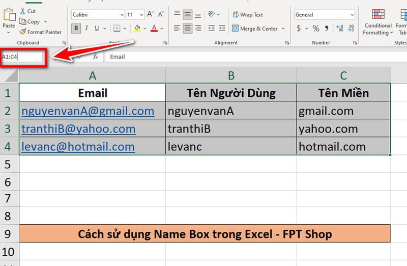 Cách sử dụng Name Box trong Excel - 04