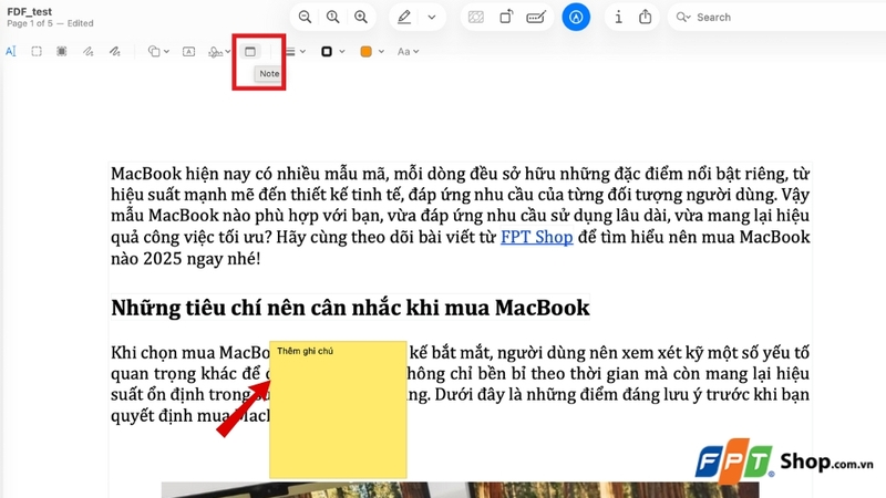 Thêm ghi chú vào file PDF