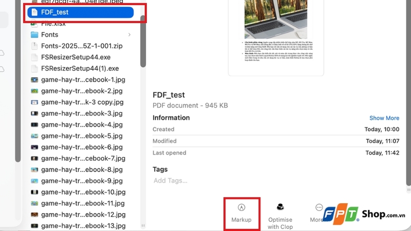 Chỉnh sửa nhanh PDF bằng Quick Look