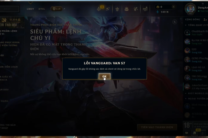 Cách sửa lỗi Vanguard LOL 57 (1)