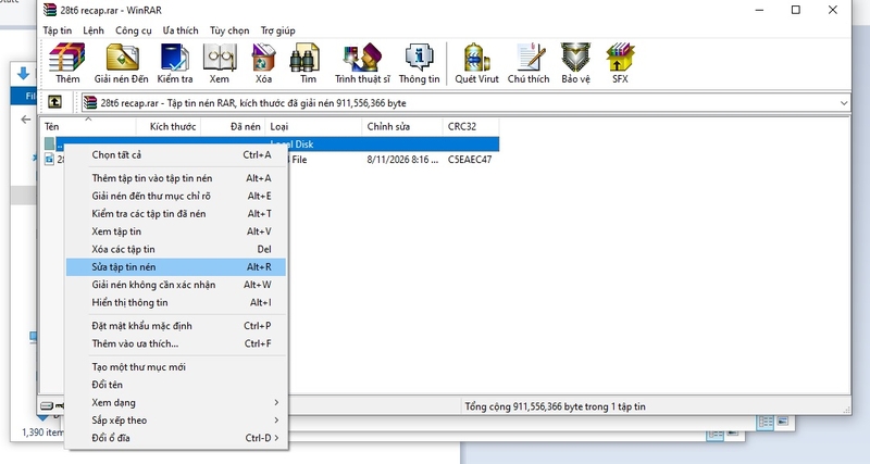 Cách sửa lỗi WinRAR Diagnostic Messages 2