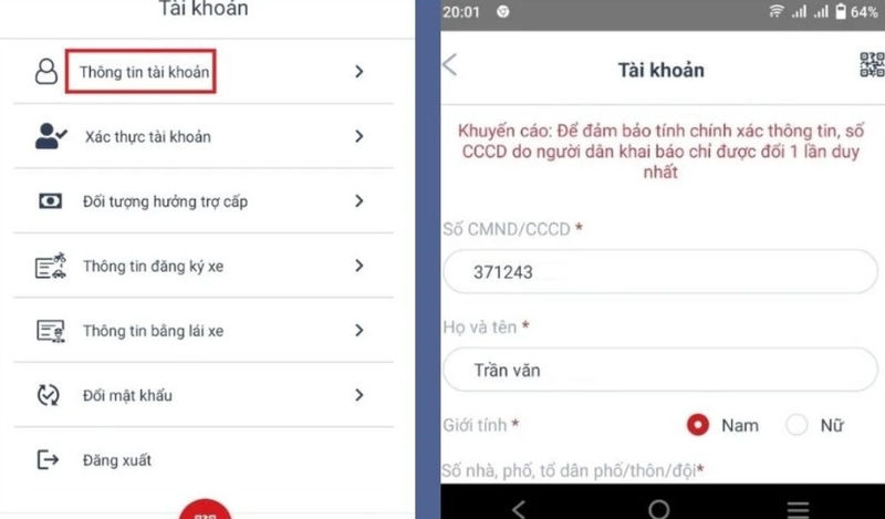 cách sửa thông tin trên VNeID mức 2 hình 4