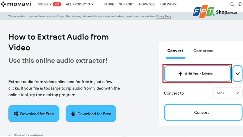 Website Movavi hỗ trợ tách giọng nói cực dễ