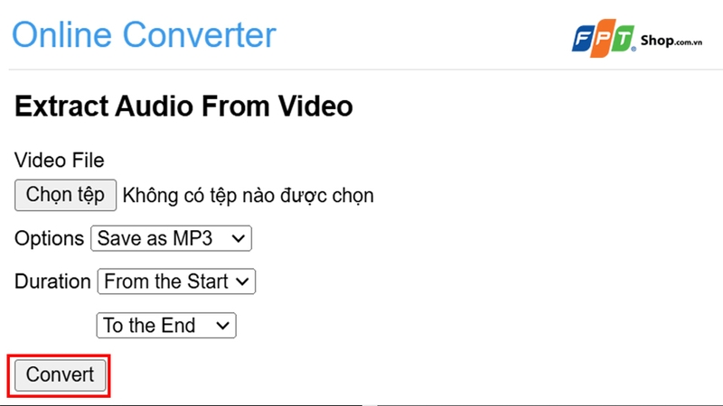 Online Converter cho phép tách giọng khỏi video