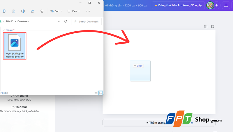 Kéo - thả trực tiếp