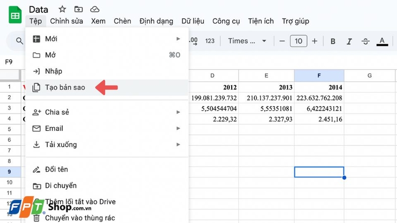 Nhấn vào Tạo bản sao