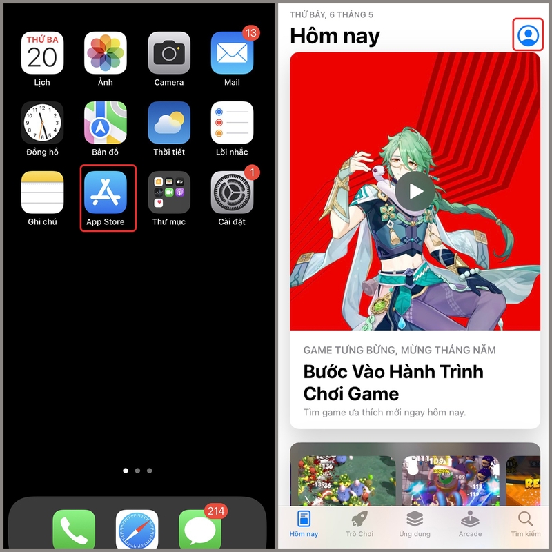 Mở ứng dụng App Store trên iPhone