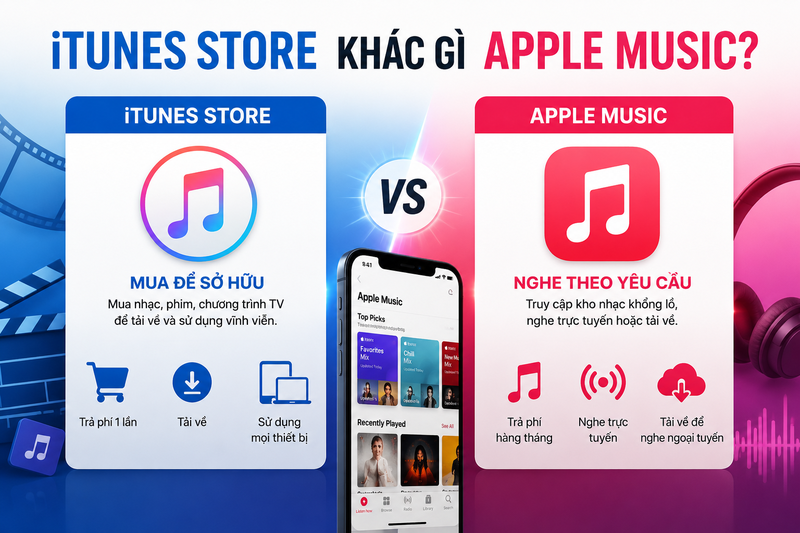 iTunes Store khác gì Apple Music?