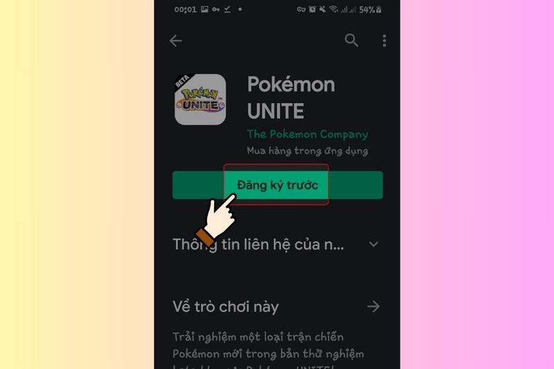 Tìm kiếm và đăng ký trước Pokémon Unite
