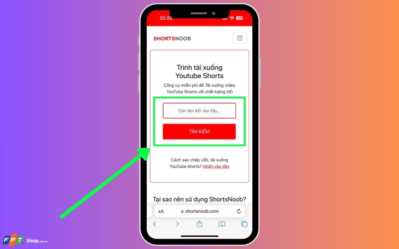 Dán liên kết vừa sao chép vào ô tìm kiếm và nhấn Tìm kiếm/Download