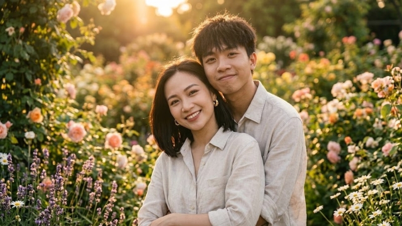 Prompt ảnh cặp đôi ôm nhau