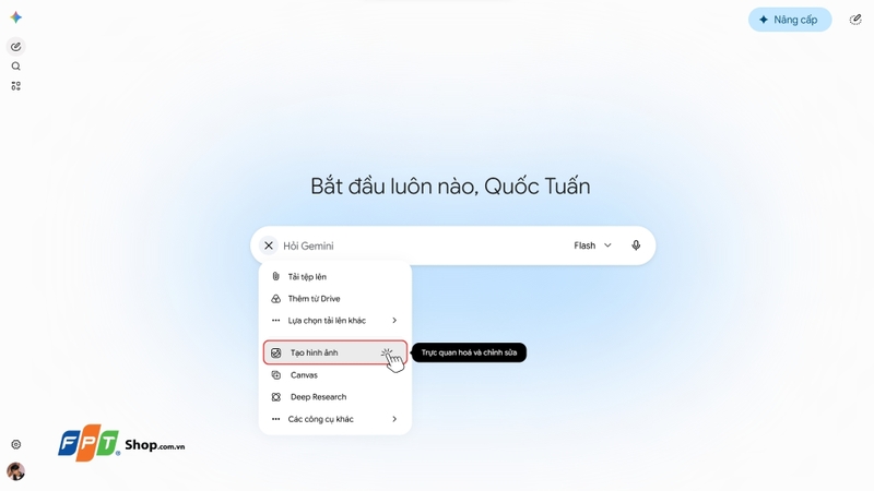 Nhấn Công cụ và chọn Tạo hình ảnh