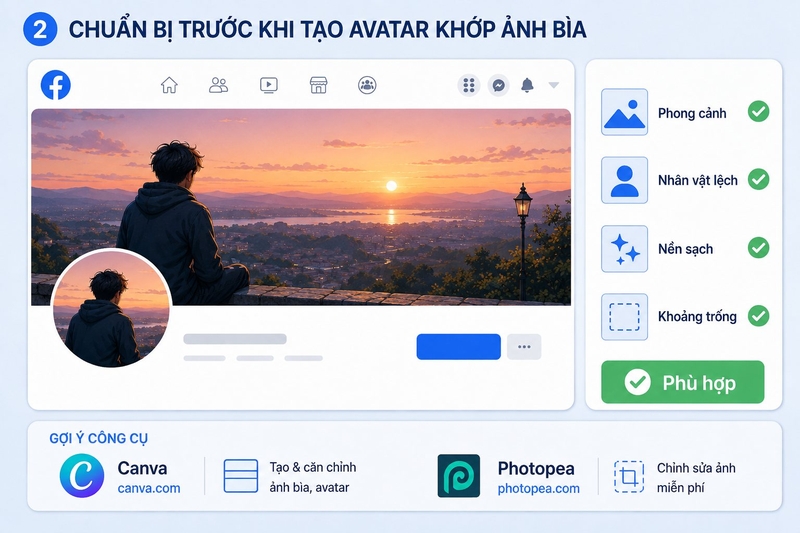 Cách tạo avatar khớp ảnh bìa Facebook ảnh 3