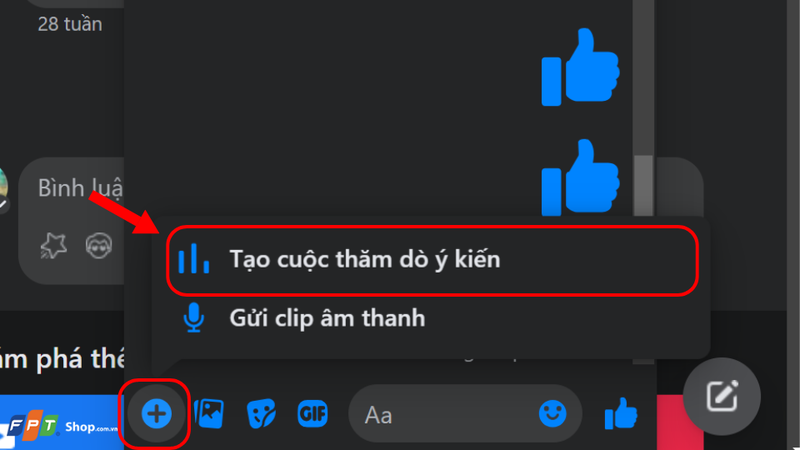 Chọn "Tạo cuộc thăm dò ý kiến"
