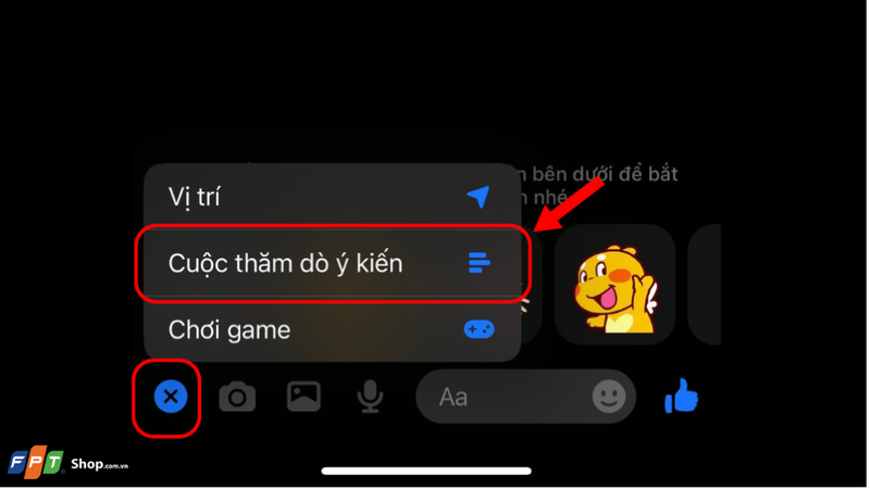 Chọn mục "cuộc thăm dò ý kiến"