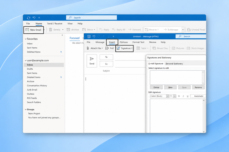 Cách tạo chữ ký trong Outlook 2