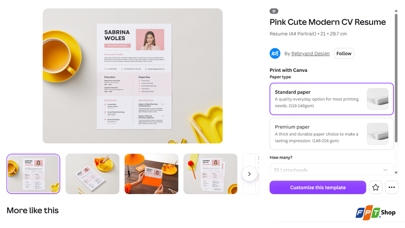 Chọn Customize this template để sử dụng mẫu