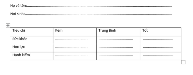 Tạo không gian cho chữ ký và ghi chú