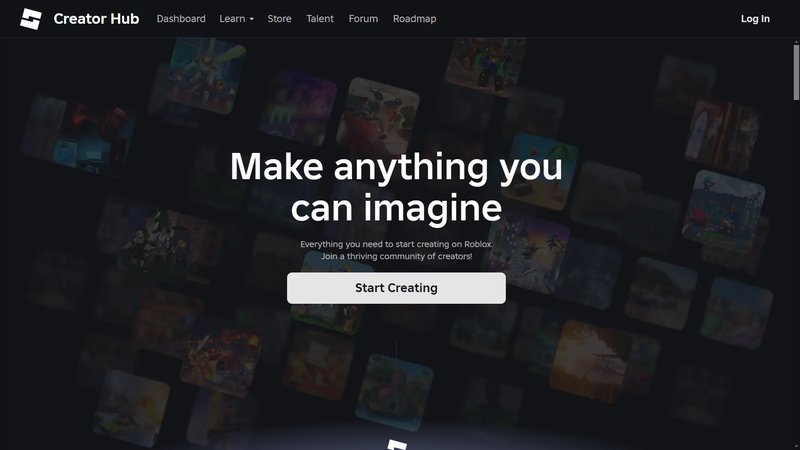 Truy cập trang website Roblox Creator Hub và đăng nhập vào tài khoản của mình