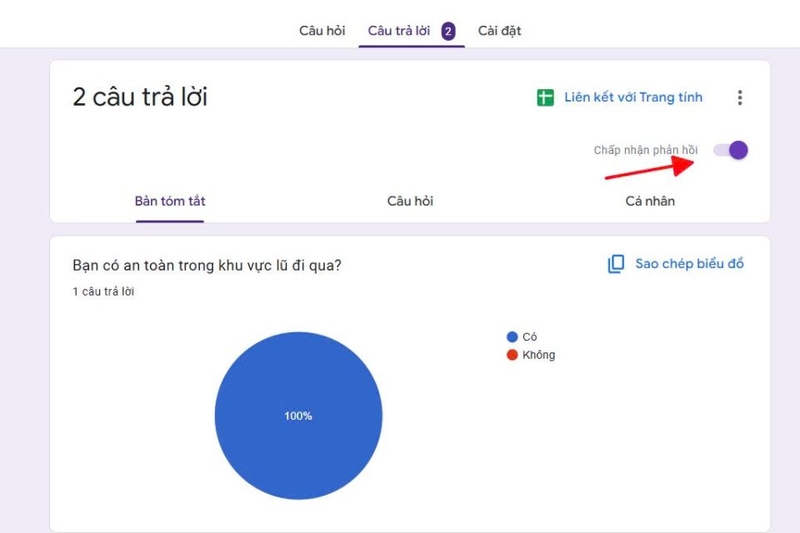 Tắt thanh gạt ngang nếu bạn muốn ngừng nhận phản hồi