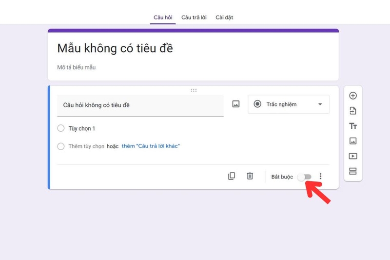Đặt chế độ bắt buộc hoặc không bắt buộc trả lời
