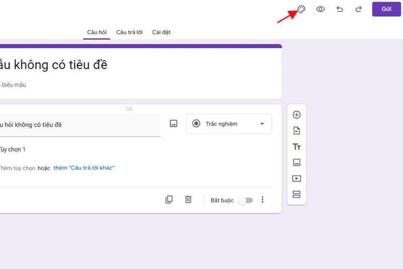 Chọn màu sắc cho biểu mẫu bằng các nhấn chọn biểu tượng khay màu