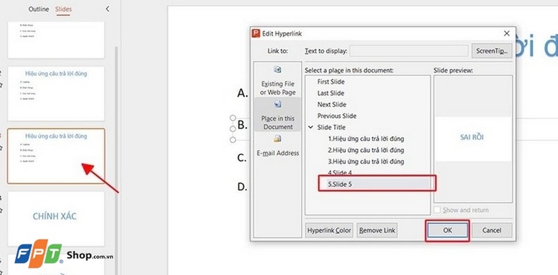 Cách tạo hiệu ứng câu trả lời đúng trong Powerpoint (ảnh 9)