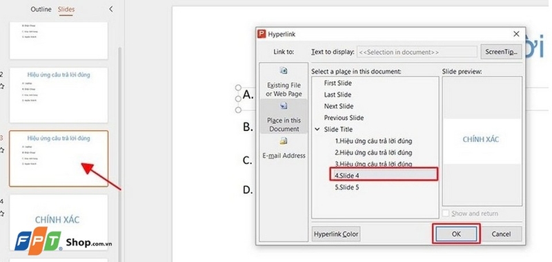 Cách tạo hiệu ứng câu trả lời đúng trong Powerpoint (ảnh 8)