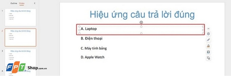 Cách tạo hiệu ứng câu trả lời đúng trong Powerpoint (ảnh 3)