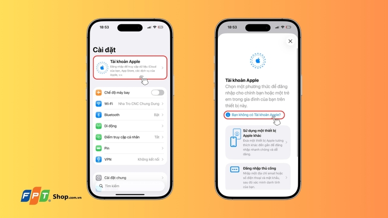 Bước 2: Truy cập mục tạo ID Apple mới
