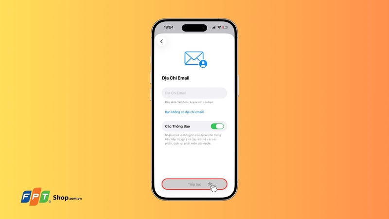 Bước 5: Nhập địa chỉ email
