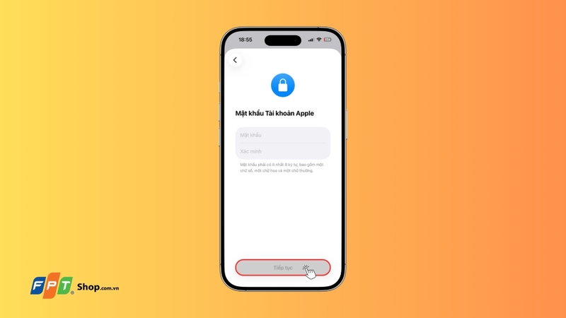 Bước 6: Thiết lập mật khẩu cho ID Apple