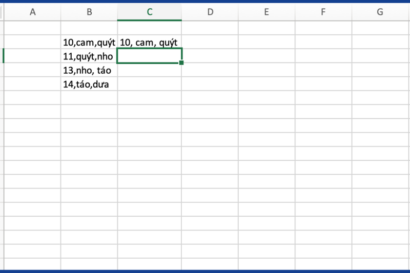 Cách tạo khoảng cách sau dấu phẩy trong Excel (2)