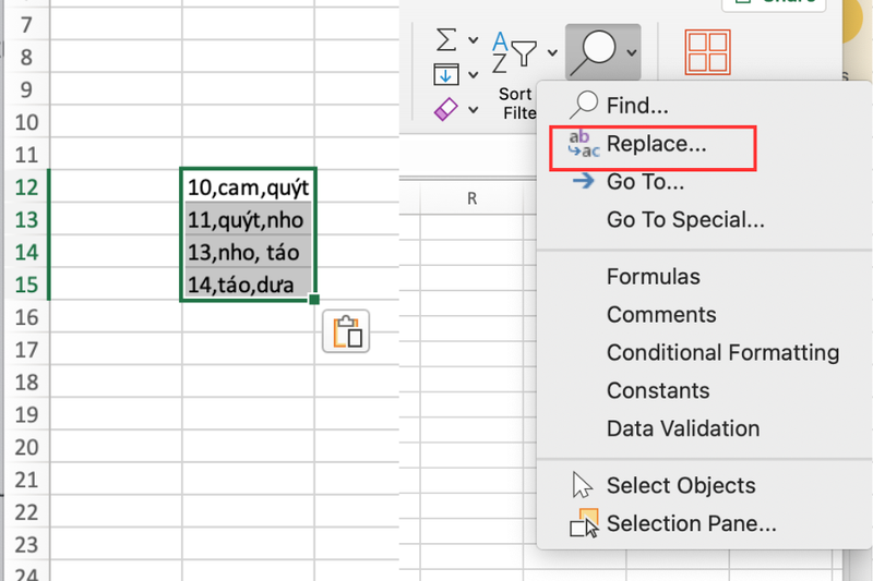Cách tạo khoảng cách sau dấu phẩy trong Excel (4)