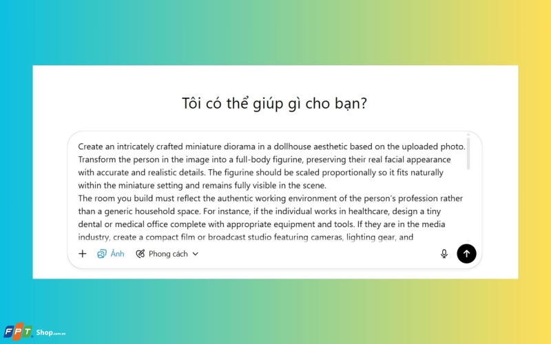 Dán prompt tiếng Anh hoặc tiếng Việt vào khung chat