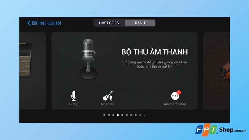 nhấn vào mục Bộ thu âm thanh