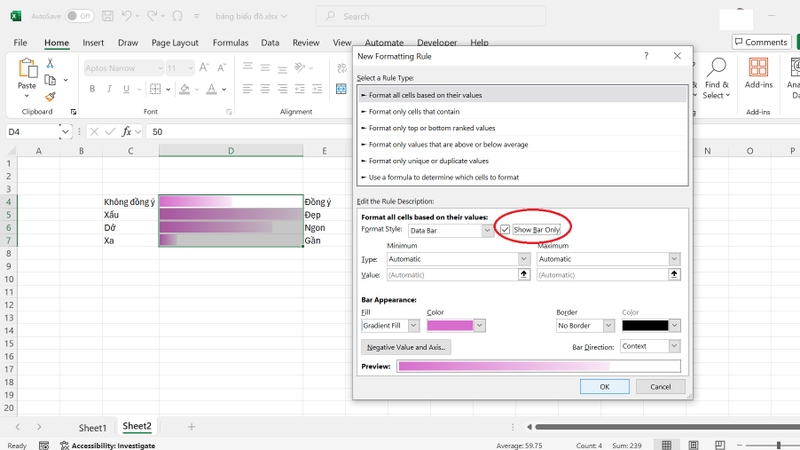 cách tạo Progress bar bằng định dạng có điều kiện hình 5