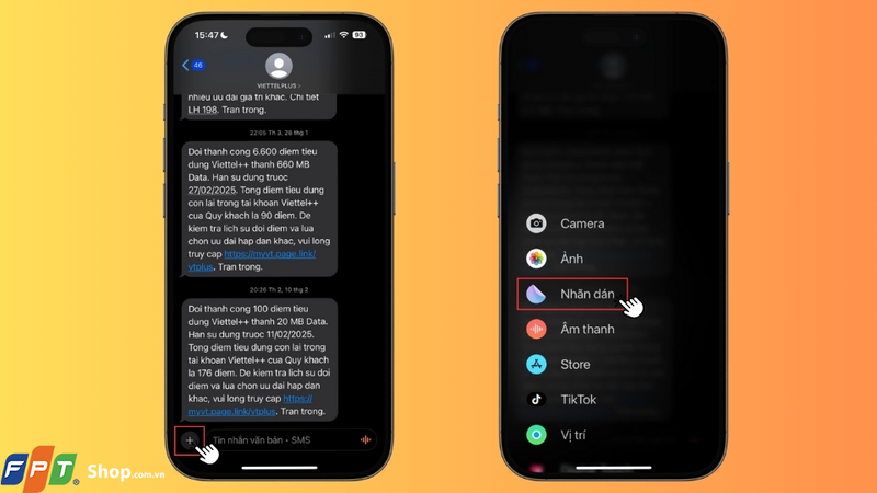 Nhấn vào tùy chọn Dấu cộng (+) bên trái hộp văn bản