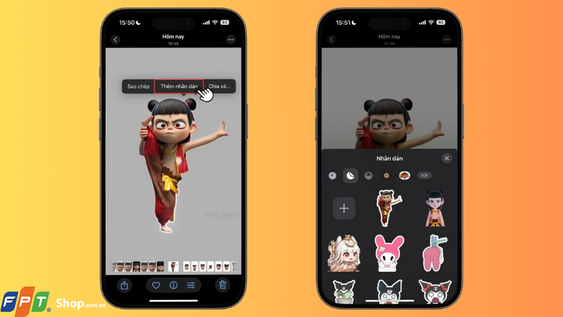 Chạm và giữ vào nhân vật Na Tra trong ảnh