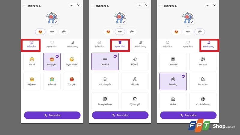 Tùy chỉnh sticker