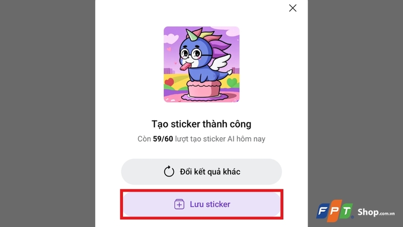 Lưu sticker AI